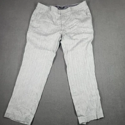 Pantalones de vestir Alfani para hombre talla 36x30 gris jaspeado mezcla de lino Foto 1 de 4