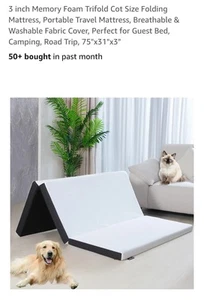 Tri-Fold Memory Foam Mattress 3 In Twin Size Portable Bed●Factory Sealed● - Picture 1 of 6