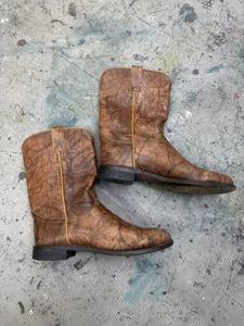 Justin Stiefel 3163 Roper braun marmoriertes Leder Größe 9,5 D Western Rodeo - Bild 1 von 10