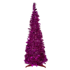 Northlight 4' Pink Tinsel Pop-Up Artificial Christmas Tree, Unlit - Picture 1 of 6