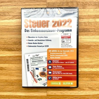 Aldi Steuer 2022 Steuersoftware für Steuererklärung CD + Download, NEU + OVP - Bild 1 von 2