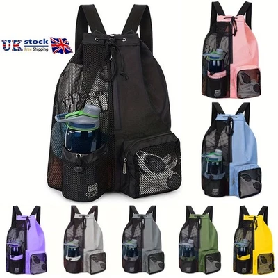 Swimming Bag Ventilated Mesh Backpack Tote w/Wet Dry Pockets Pool Gym Sports New - Image 1 of 4