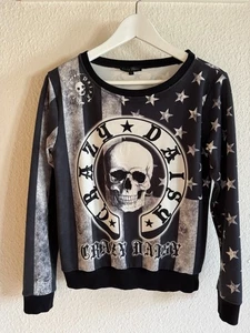 CRAZY  DAISY * Sweatshirt * Shirt * Totenköpfe * Skulls*Glitzersteine * wie NEU! - Bild 1 von 10