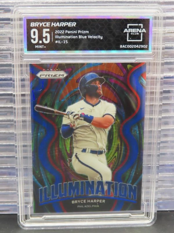 2022 Prizm Bryce Harper Blue Velocity Prizm Illumination #IL-15 ARENA CLUB 9.5