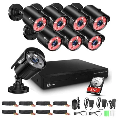 XVIM 1080P Outdoor Security Camera System 8CH DVR CCTV Home Security Night owl