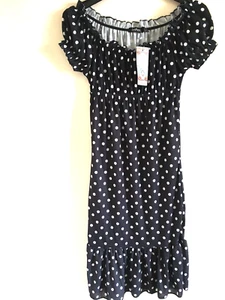 New Boohoo Black & White Polka Dot Short Sleeve Ruffle Hem Dress Size UK 10 - Picture 1 of 6