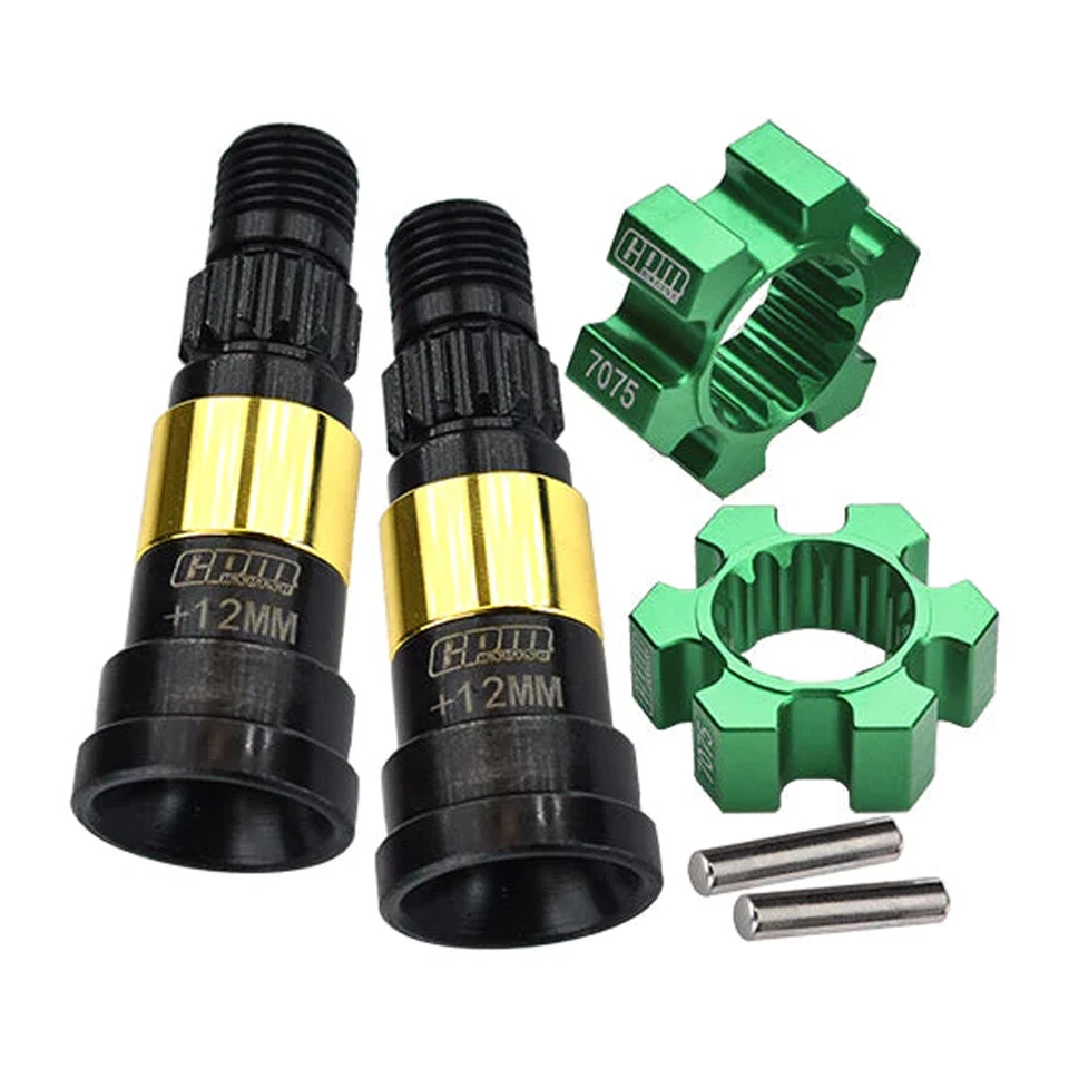 GPM F/R Harden Steel #45 CVD Joint (+12mm) Alum Wheel Hex Hubs Green for X-Maxx - Image 1 of 1