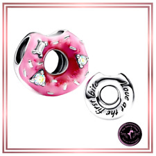 Pink Doughnut Bracelet Charm Genuine S925 Stamped Sterling Silver