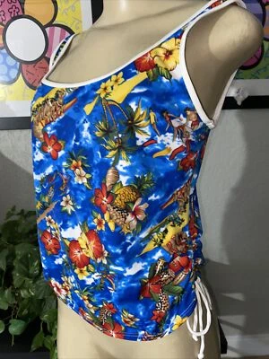 De Colección Gabar Tankini Camiseta de Natación Mujer Talla 14 Azul Hawaiano Tropical Sujetador 11b Foto 1 de 4