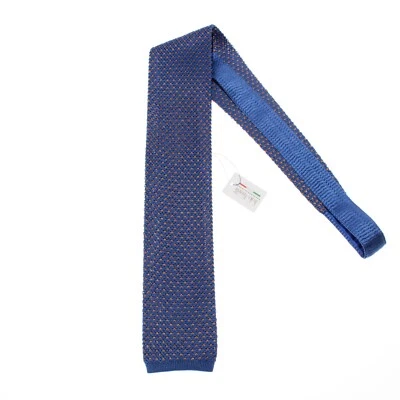 Corbata Italo Ferretti Nueva con Etiquetas Tejida Azul/Marrón Naranja 100% Seda Hecha en Italia Foto 1 de 4