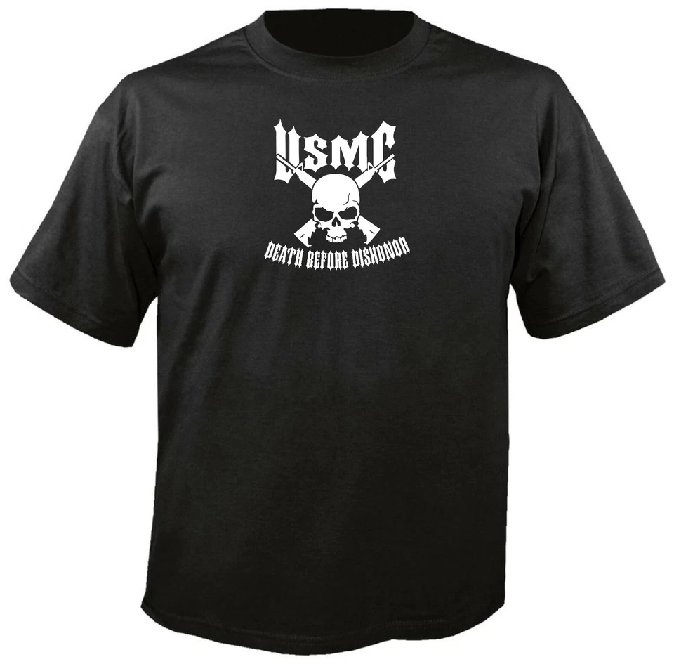 USMC DEATH BEFORE DISHONOR SKULL AR15 T-SHIRT Marine Corps Marines Semper Fi - Image 1 of 1