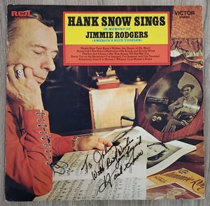 Hank Snow Signed Sings Jimmie Rodgers Vinyl Record LP Country Folk LEGEND RAD - Picture 1 of 2