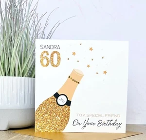 Tarjeta de cumpleaños personalizada 21 30 40 60 70 tía amiga hecha a mano - Imagen 1 de 2
