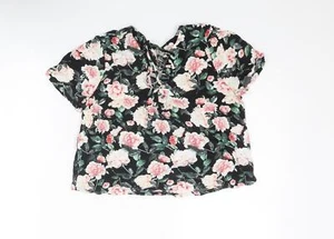 Camiseta básica FOREVER 21 para mujer multicolor floral poliéster talla M cuello en V - Imagen 1 de 10