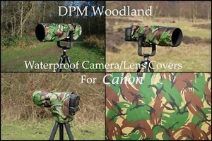 For Canon small Camera/Lens Covers Waterproof Rain DPM Woodland colour, 6 models - Picture 1 of 8