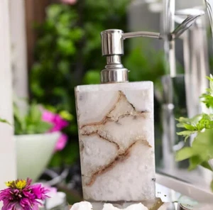 5" Hermoso Dispensador de Jabón Piedra Cuarzo Blanco Hecho a Mano Cristal Curación Decoración - Imagen 1 de 9