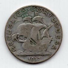 1937 Portugal 5 Escudos Silver Coin