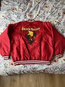 Vintage American Bomber Jacket Restaurant Golden Parrot Red Golf Size XXL - Picture 1 of 12