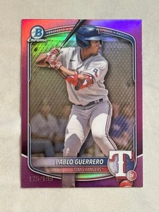 2025 Bowman Cromo Fucsia Rifrattore Pablo Guerrero /199 #BCP-144 Rangers - Foto 1 di 2