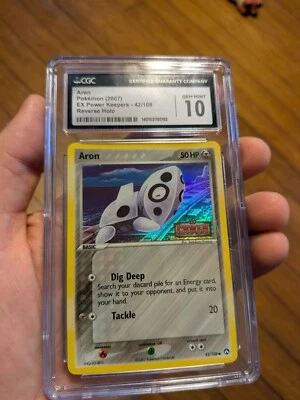 (TOP POP 11) CGC 10 GEM MINT Pokemon Reverse Holo Aron 42/108 ex Power Keepers - Image 1 of 4