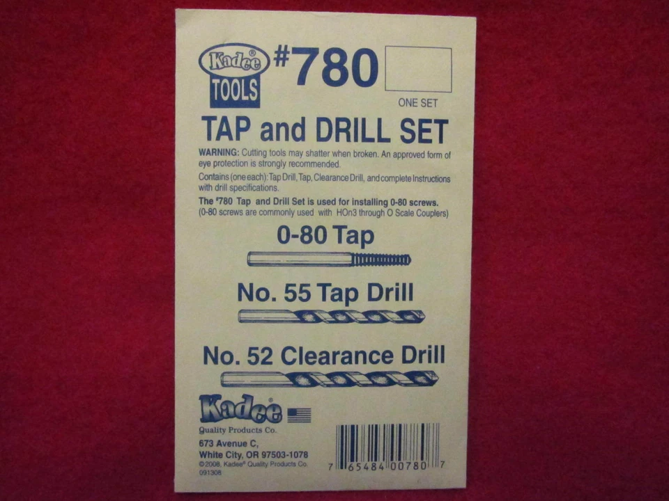 Kadee Hobby Tools:  Tap and Drill Set #780 for 0-80 machine screws - Image 1 of 1