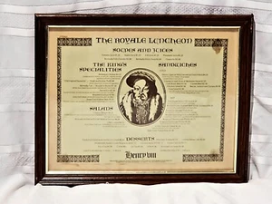 Vintage Henry VIII Menu Southampton Bermuda Royale Luncheon Framed Ephemera - Picture 1 of 7