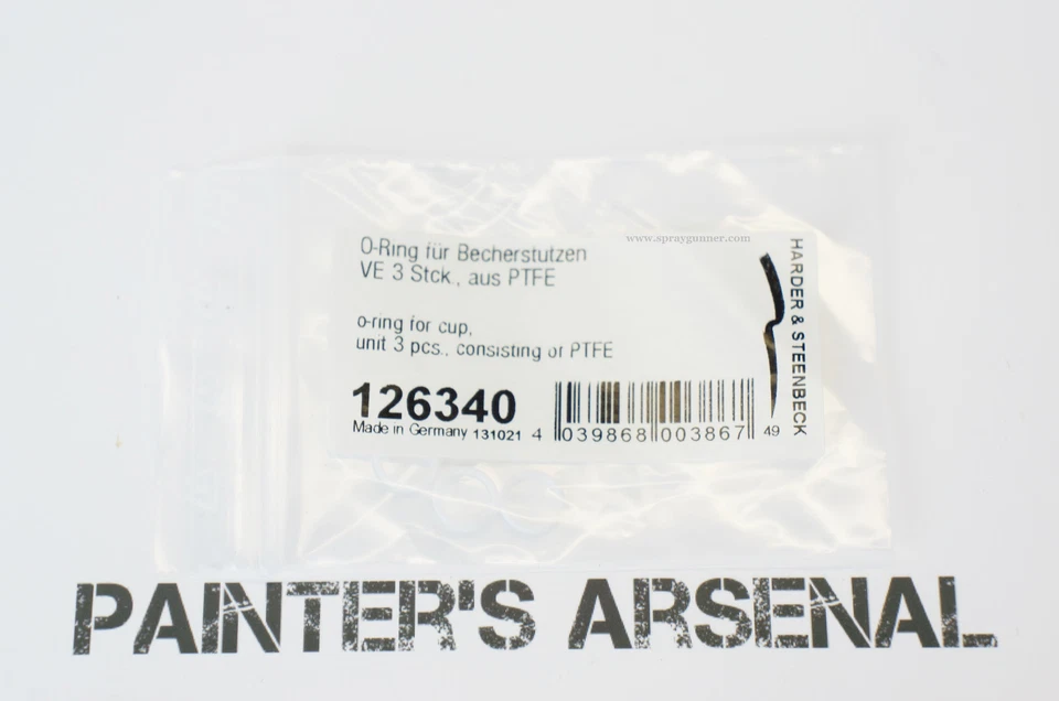 Junta tórica de PTFE Harder & Steenbeck para taza de aerógrafo (126340) 3 piezas Foto 1 de 1