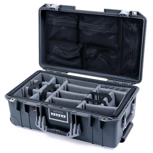 Anthrazit & Silber Pelican 1535 Aircase. Mit Trennwänden & Netzdeckelorganizer. - Bild 1 von 4