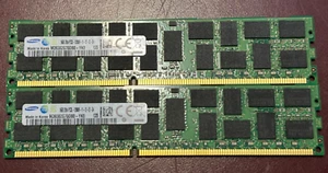 LOT OF 2 Samsung 16GB 2Rx4 PC3L-12800R ECC REG Server RAM M393B2G70DB0-YK0 - Picture 1 of 3