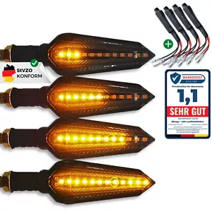 Binego® 4x LED Blinker Motorrad E Geprüft Lauflicht Carbon Getönte Blinkleuchten - Bild 1 von 13
