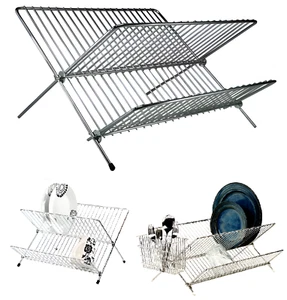 Chrome X Foldable Kitchen Storage Cutlery Rack Dish Plate Cup Sink Stand Drainer - Picture 1 of 4