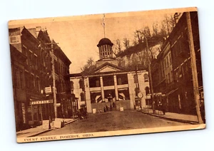POMEROY OHIO 1911 VIEW OF COURT STREET AND COURT HOUSE RPPC POSTCARD (H-8) - Picture 1 of 2