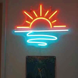Insegna Neon LED Tramonto -Ondulata Multicolore Alba Wall Art per Gioco e Arredamento Casa - Foto 1 di 9