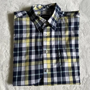 Gazman Men Shirt Size L Blue Yellow Plaid Cotton Short Sleeve Button Up - Bild 1 von 20