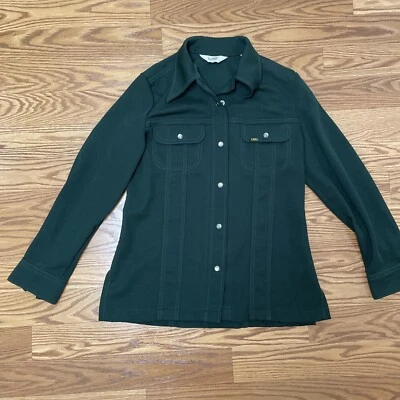 Vintage Lee Riders Womens Jean Jacket Green Buttons Stretch Collar Flap Pocket M - Image 1 of 4