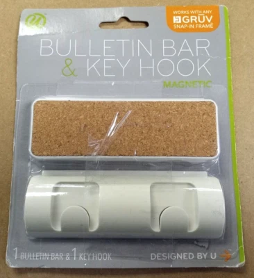 U Brands Gruv Magnetic Bulletin Bar and Key Hook, White, 1.5 x 4.25 Inches - Image 1 of 3