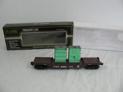 K Line O/O27 Pennsylvania Depressed Center Flat Car w/ 2 Transformers #665501 EX - Image 1 of 4