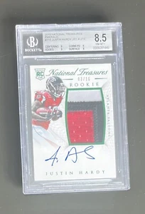 2015 National Treasures JUSTIN HARDY #115 Rookie Patch Auto Emerald/16 BGS 8.5 - Picture 1 of 2