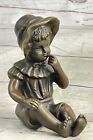 Milo's Bébé Fille Avec Chapeau Bronze Statue Par Miguel Lopez Parfait Shower