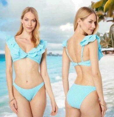 Top de bikini Lilly Pulitzer Aelin y parte inferior de bikini pico corte alto turquesa talla 10 Foto 1 de 4