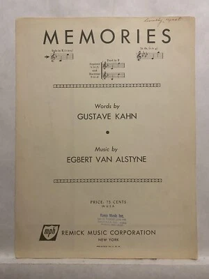 Recuerdos, partituras de Gustave Kahn y Egbert Van Alstyne reedición años 50 Foto 1 de 4