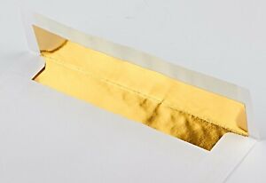 *190 Gummed Gold Foil Lined White Envelopes Invitations Weddings 7-7/8" x 5-1/2
