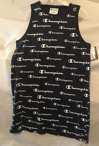 Champion Sleeveless Tank Dress. Navy Blue. Logo Pattern. Size Medium. NWT. - Picture 1 of 10