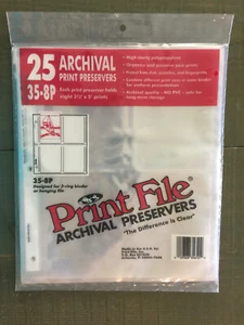Print File, 35-8P, Archival Print Preservers, For  3 1/2 " x 5" - Picture 1 of 8