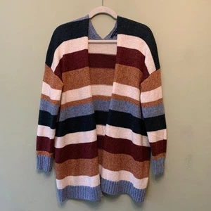 American Eagle Open Front Knit Cardigan Women M Striped Multicolor Western - Picture 1 of 8