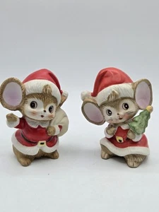 Homco Vintage Christmas Santa Mice Set of 2 Ceramic Figurine Home Interiors 5405 - Picture 1 of 16