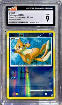 Pokémon Card Buizel Reverse Holo CGC 9 Mint, Great Encounters 61/106, 2008 (1) - Image 1 of 4