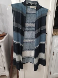 Chico's Blue White Black Vest Size 1 (US Medium) - Picture 1 of 3