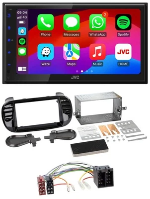 JVC Bluetooth 2DIN MP3 DAB USB Autoradio für Fiat 500 bis 2012 glänzend schwarz - Bild 1 von 4