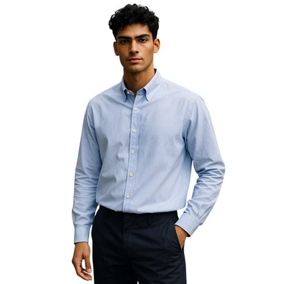 Рубашка на пуговицах Alfani мужская большая (C46)/светло-голубая/длинные рукава, манжеты на пуговицах - Изображение 1 из 4